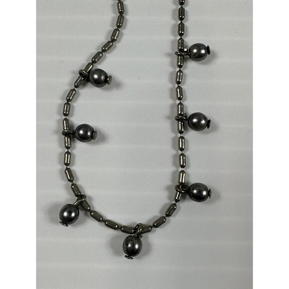 3-Vintage Native‎ American Silver Color Beaded Necklace 16 In - Picture 4 of 5